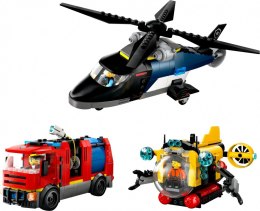Klocki city 60462 zestaw z helikopterem, wozem strażackim i łodzią