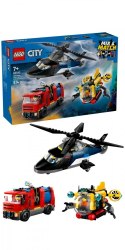 Klocki city 60462 zestaw z helikopterem, wozem strażackim i łodzią