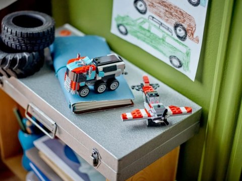 Klocki creator 31146 ciężarówka z platformą i helikopterem Klocki creator 31146 ciężarówka z platformą i helikopterem