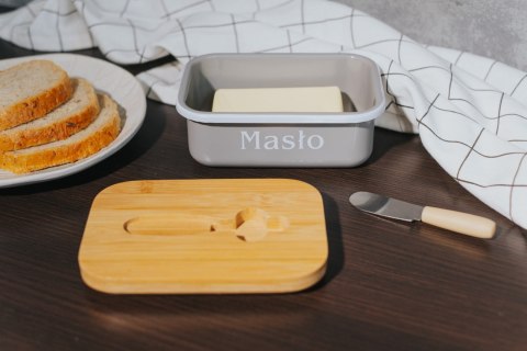 MASELNICZKA STALOWA Z NOŻEM BRUNBESTE BB-2684 SZARA MASELNICZKA STALOWA Z NOŻEM BRUNBESTE BB-2684 SZARA