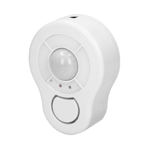 Mini alarm bezprzewodowy sufitowy z wbudowaną syreną sterowany pilotem, 5m, bateryjny Mini alarm bezprzewodowy sufitowy z wbudowaną syreną sterowany pilotem, 5m, bateryjny
