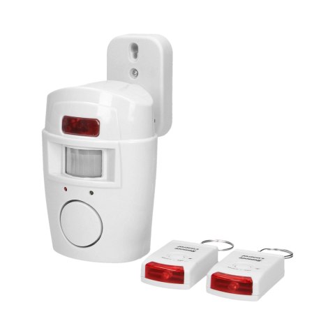 Mini alarm bezprzewodowy z wbudowaną syreną sterowany pilotem, 6m, bateryjny, 2 piloty Mini alarm bezprzewodowy z wbudowaną syreną sterowany pilotem, 6m, bateryjny, 2 piloty