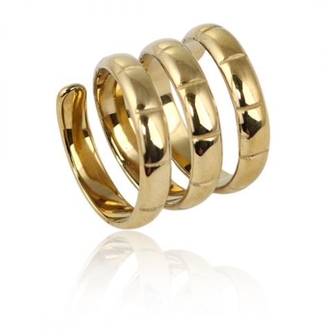 Pierścionek stal chirurgiczna platerowana złotem, spirala PST943, Rozmiar pierścionków: US8 EU17
