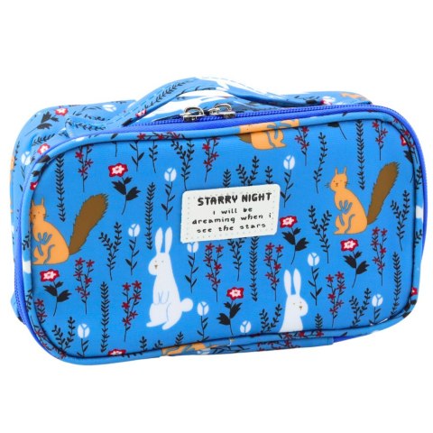 Piórnik Szkolny Organizer Kosmetyczka Dodatkowa Kieszonka Niebieski 22,5cm Piórnik Szkolny Organizer Kosmetyczka Dodatkowa Kieszonka Niebieski 22,5cm
