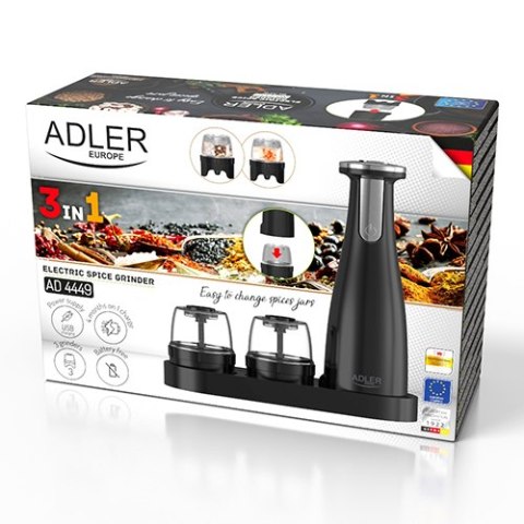 AD 4449 black Młynek do przypraw, soli i pieprzu - zestaw 3 młynków - usb AD 4449 black Młynek do przypraw, soli i pieprzu - zestaw 3 młynków - usb