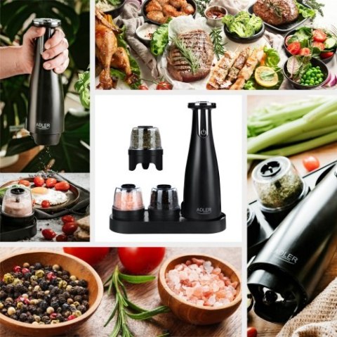 AD 4449 black Młynek do przypraw, soli i pieprzu - zestaw 3 młynków - usb AD 4449 black Młynek do przypraw, soli i pieprzu - zestaw 3 młynków - usb