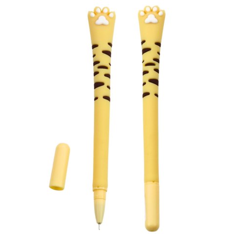 Długopis Żelowy Kocia Łapka Niebieski Tusz Zatyczka Paski Żółty 16,5cm Długopis Żelowy Kocia Łapka Niebieski Tusz Zatyczka Paski Żółty 16,5cm