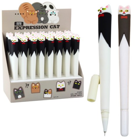 Długopis Żelowy Kot z Muchą Niebieski Tusz Zatyczka Czarno Biały 16,5cm Długopis Żelowy Kot z Muchą Niebieski Tusz Zatyczka Czarno Biały 16,5cm