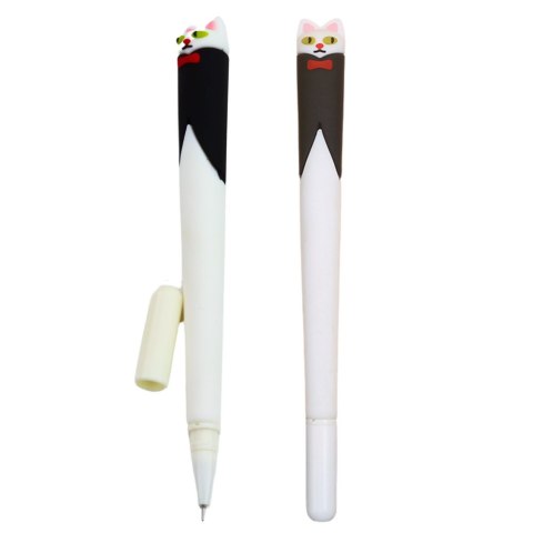Długopis Żelowy Kot z Muchą Niebieski Tusz Zatyczka Czarno Biały 16,5cm Długopis Żelowy Kot z Muchą Niebieski Tusz Zatyczka Czarno Biały 16,5cm