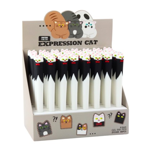 Długopis Żelowy Kot z Muchą Niebieski Tusz Zatyczka Czarno Biały 16,5cm Długopis Żelowy Kot z Muchą Niebieski Tusz Zatyczka Czarno Biały 16,5cm