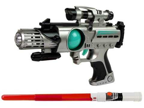 Zestaw Wojownika Kosmosu Pistolet Laserowy Miecz Świetlny Kajdanki Miotacz Dysków Zestaw Wojownika Kosmosu Pistolet Laserowy Miecz Świetlny Kajdanki Miotacz Dysków