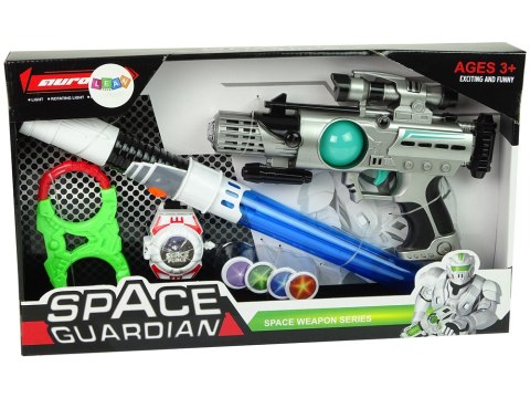 Zestaw Wojownika Kosmosu Pistolet Laserowy Miecz Świetlny Kajdanki Miotacz Dysków Zestaw Wojownika Kosmosu Pistolet Laserowy Miecz Świetlny Kajdanki Miotacz Dysków