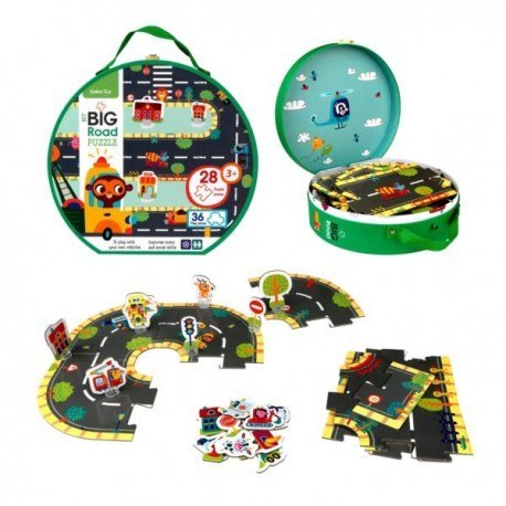 Gigantyczne puzzle podłogowe w walizce, wielka Gigantyczne puzzle podłogowe w walizce, wielka