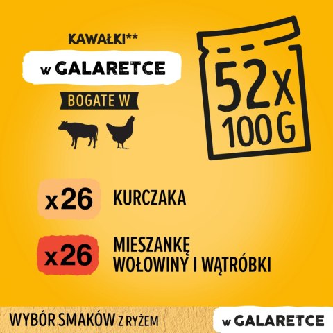 Pedigree Mokra Karma Dla Szczeniąt W Galaretce (Z Kurczakiem I Ryżem, Z Wołowiną I Ryżem) 4x100g Pedigree Mokra Karma Dla Szczeniąt W Galaretce (Z Kurczakiem I Ryżem, Z Wołowiną I Ryżem) 4x100g