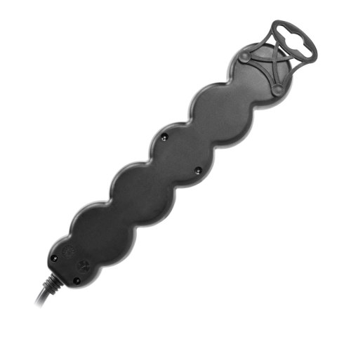 Przedłużacz 5-krotny 2P+Z (Schuko), 3m H05VV-F 3x1,5mm2, Imax=16A, płaska wtyczka, czarny Przedłużacz 5-krotny 2P+Z (Schuko), 3m H05VV-F 3x1,5mm2, Imax=16A, płaska wtyczka, czarny