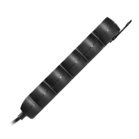 Przedłużacz 5-krotny 2P+Z (Schuko), 5m H05VV-F 3x1,5mm2, Imax=16A, płaska wtyczka, czarny Przedłużacz 5-krotny 2P+Z (Schuko), 5m H05VV-F 3x1,5mm2, Imax=16A, płaska wtyczka, czarny