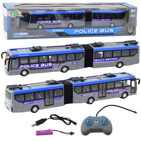 Autobus Policyjny Przegubowy Zdalnie Sterowany RC Światła Szary 1:32 Autobus Policyjny Przegubowy Zdalnie Sterowany RC Światła Szary 1:32