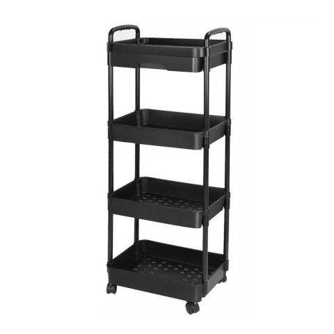 Regał, szafka mobilna na kółkach 4 poziomy czarna 36x24x84cm SZ41
