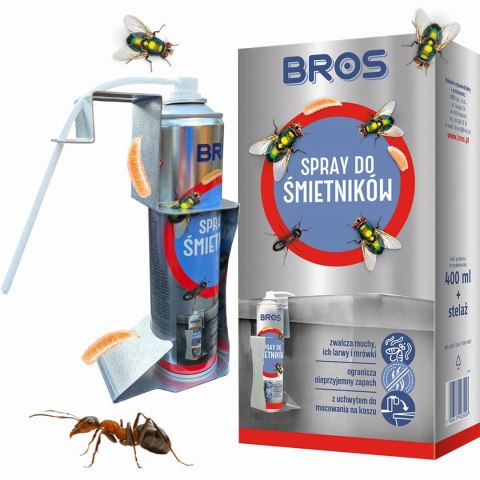 BROS - Spray Do Śmietników 400ml - Zestaw z Uchwytem BROS - Spray Do Śmietników 400ml - Zestaw z Uchwytem