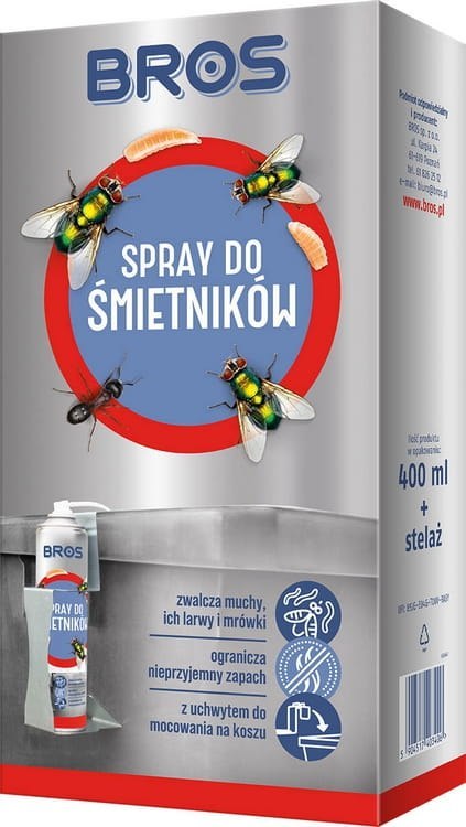 BROS - Spray Do Śmietników 400ml - Zestaw z Uchwytem BROS - Spray Do Śmietników 400ml - Zestaw z Uchwytem