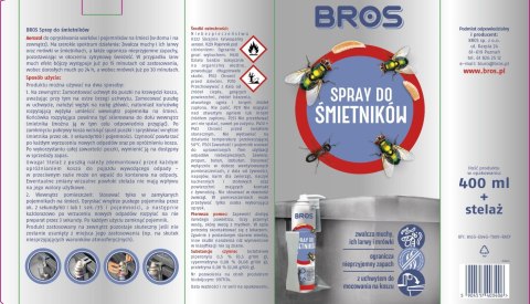 BROS - Spray Do Śmietników 400ml - Zestaw z Uchwytem BROS - Spray Do Śmietników 400ml - Zestaw z Uchwytem