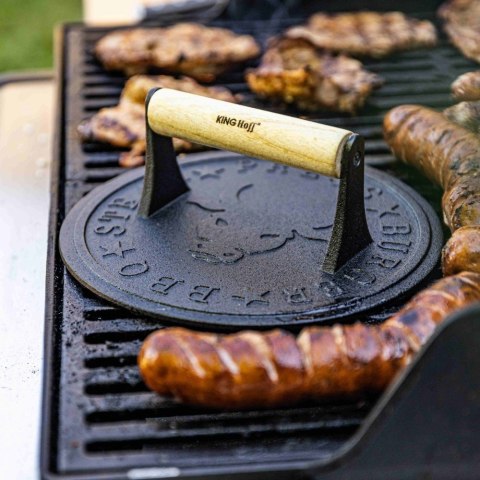 PRASKA ŻELIWNA DO MIĘSA BURGERÓW 18 CM KINGHOFF KH-1759 PRASKA ŻELIWNA DO MIĘSA BURGERÓW 18 CM KINGHOFF KH-1759