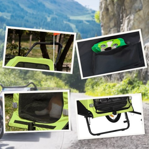 Przyczepka Rowerowa Dla Zwierząt Zielona 170x77x90cm PAKO D00-168V00GN