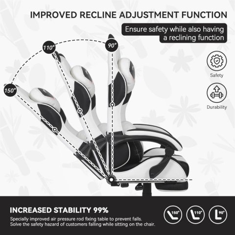 Fotel gamingowy obrotowy PANDA z podnóżkiem i z masażerem KIDS ZONE KO34