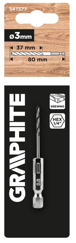 Wiertło do drewna Hex 3.0 mm