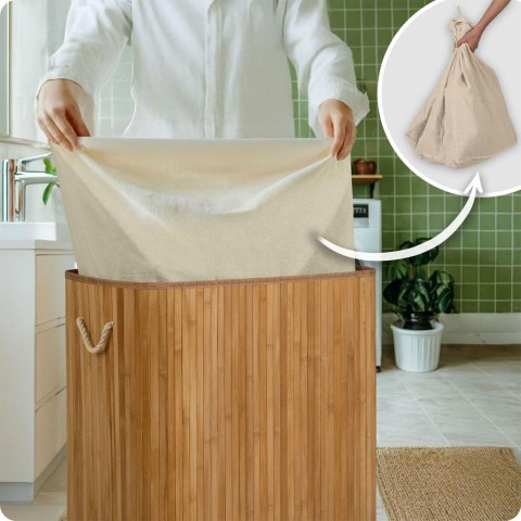 Bambusowy kosz na pranie bieliznę z pokrywą 150 l Massido Bambusowy kosz na pranie bieliznę z pokrywą 150 l Massido