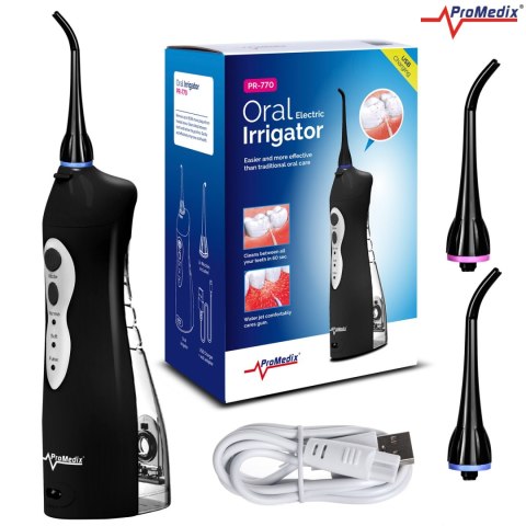 Irygator bezprzewodowy Promedix, dentystyczny, stomatologiczny do zębów, zapasowe końcówki , kolor czarny, PR-770 B Irygator bezprzewodowy Promedix, dentystyczny, stomatologiczny do zębów, zapasowe końcówki , kolor czarny, PR-770 B