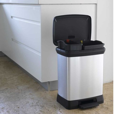 Kosz z pedałem do segregacji Curver Deco Bin metalalizowany 10+18L Kosz z pedałem do segregacji Curver Deco Bin metalalizowany 10+18L