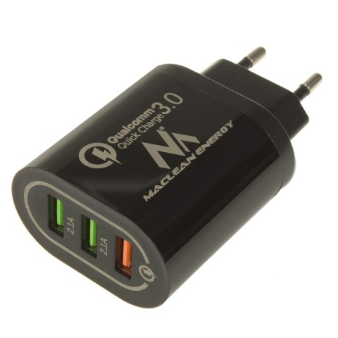 Ładowarka sieciowa Maclean, Qualcomm Quick Charge, QC 3.0 - 3.6-6V/3A, 6-9V/2A, 9-12V/1.5A, 2 gniazda 5V/2.1A, Czarna, MCE479 B Ładowarka sieciowa Maclean, Qualcomm Quick Charge, QC 3.0 - 3.6-6V/3A, 6-9V/2A, 9-12V/1.5A, 2 gniazda 5V/2.1A, Czarna, MCE479 B