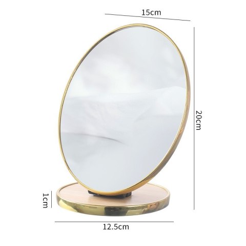 Lusterko kosmetyczne stojące drewniane, owalne, złota ramka 15 x 20cm L18