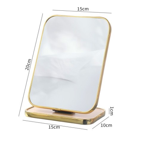 Lusterko kosmetyczne stojące drewniane, prostokątne, złota ramka 15 x 20cm L19