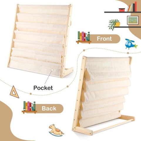 Regał, 6 poziomowy stojak, organizer na książki z kieszonkami 79 x 60 cm SZ45