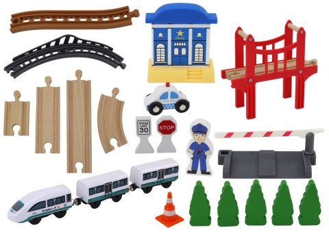 Drewniany Tor Kolejowy Pociąg Kolejka Tory Akcesoria Most Policja 3,2m Drewniany Tor Kolejowy Pociąg Kolejka Tory Akcesoria Most Policja 3,2m