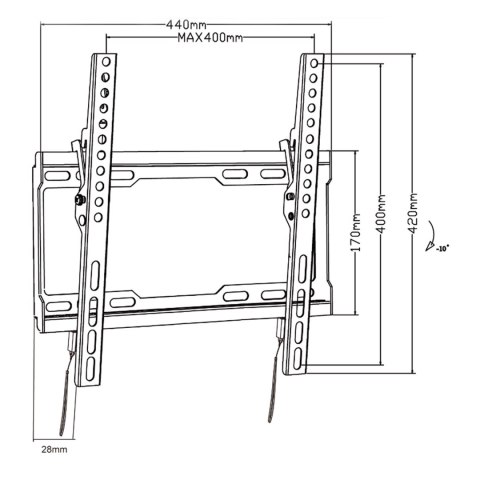 Uchwyt do TV Maclean, max VESA 400x400, 32-70", 45kg, reg. odchylenia +0°~-10°, MC-412 Uchwyt do TV Maclean, max VESA 400x400, 32-70", 45kg, reg. odchylenia +0°~-10°, MC-412