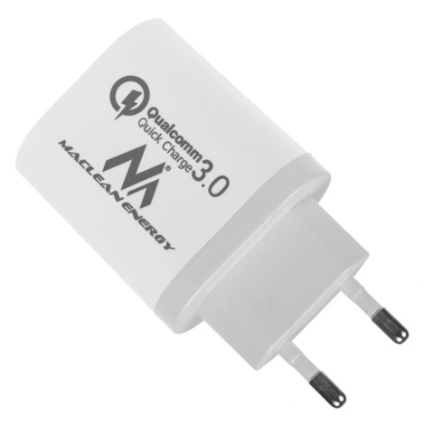 Ładowarka sieciowa Maclean, Qualcomm Quick Charge, QC 3.0 - 3.6-6V/3A, 6-9V/2A, 9-12V/1.5A, 2 gniazda 5V/2.1A, Biała, MCE479 W Ładowarka sieciowa Maclean, Qualcomm Quick Charge, QC 3.0 - 3.6-6V/3A, 6-9V/2A, 9-12V/1.5A, 2 gniazda 5V/2.1A, Biała, MCE479 W
