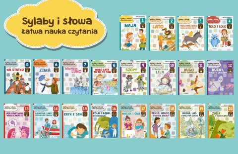 Książeczki sylaby i słowa. Łatwa nauka czytania - zestaw 20 książek Książeczki sylaby i słowa. Łatwa nauka czytania - zestaw 20 książek
