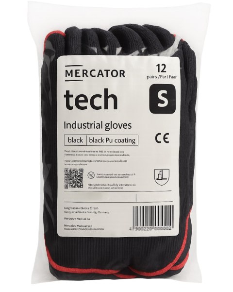 Rękawice Robocze MERCATOR Tech Black+Black PU - 12 Par (7 - S) Rękawice Robocze MERCATOR Tech Black+Black PU - 12 Par (7 - S)