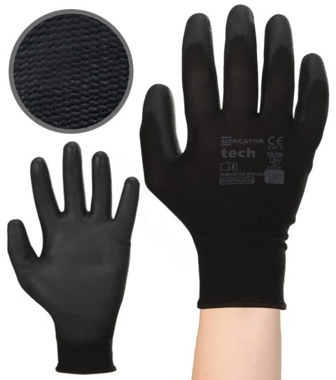 Rękawice Robocze MERCATOR Tech Black+Black PU - 120 Par (7 - S) Rękawice Robocze MERCATOR Tech Black+Black PU - 120 Par (7 - S)