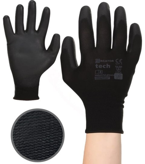 Rękawice Robocze MERCATOR Tech Black+Black PU - 240 Par (7 - S) Rękawice Robocze MERCATOR Tech Black+Black PU - 240 Par (7 - S)