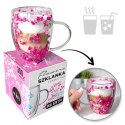 Szklanka termiczna z kwiatami w środku, gipsówka hortensje róż 300 ml 1szt SZK174