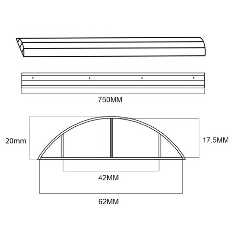 Aluminiowa listwa maskująca do kabli Maclean, 62x20x750mm, srebrna, MC-814 S Aluminiowa listwa maskująca do kabli Maclean, 62x20x750mm, srebrna, MC-814 S