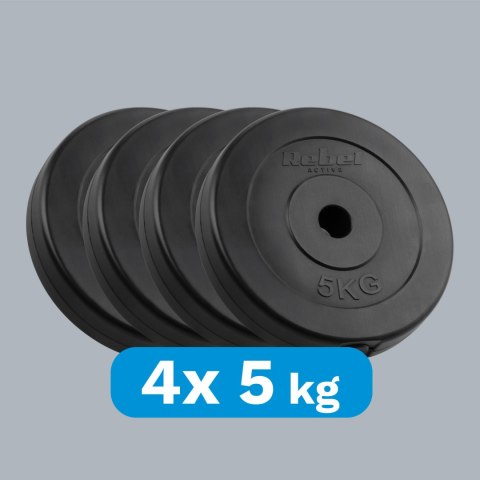 Obciążenie bitumiczne zestaw 4x5kg, otwór 31mm, talerz klasyczny, REBEL ACTIVE Obciążenie bitumiczne zestaw 4x5kg, otwór 31mm, talerz klasyczny, REBEL ACTIVE