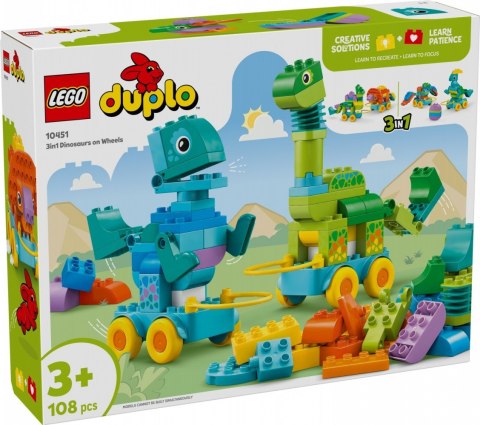 Klocki duplo 10451 3 w 1 dinozaury na kółkach Klocki duplo 10451 3 w 1 dinozaury na kółkach