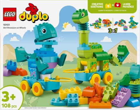 Klocki duplo 10451 3 w 1 dinozaury na kółkach Klocki duplo 10451 3 w 1 dinozaury na kółkach