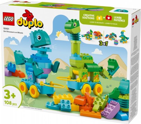 Klocki duplo 10451 3 w 1 dinozaury na kółkach Klocki duplo 10451 3 w 1 dinozaury na kółkach