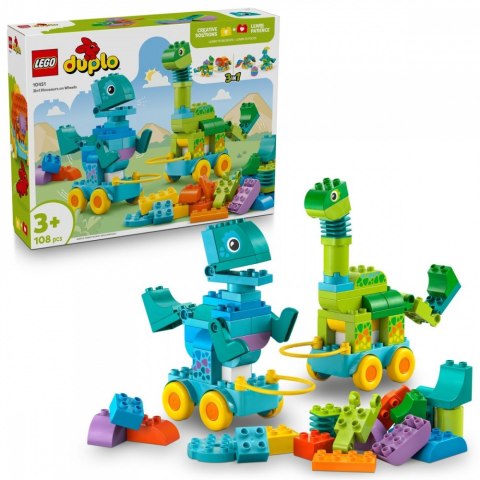 Klocki duplo 10451 3 w 1 dinozaury na kółkach Klocki duplo 10451 3 w 1 dinozaury na kółkach